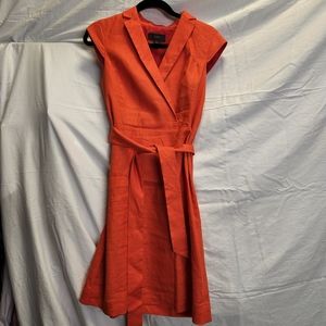 J Crew Orange Linnen-Cotton Poplin Shift Dress
